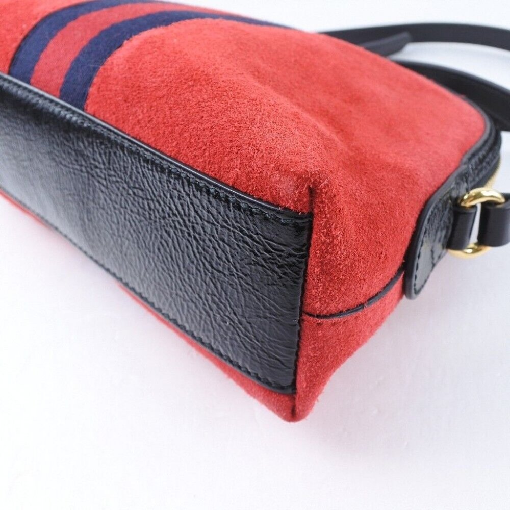 GUCCI Ofidia Shoulder Bag Hibisca Rubbed Dod Suede/leather - Picture 4 of 11